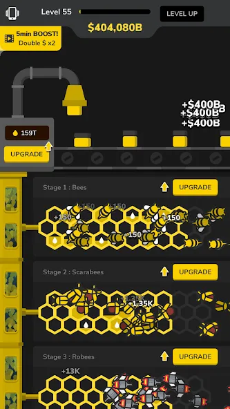 Взломанная Idle Bee Factory Tycoon на Андроид — Безлимитные деньги и ресурсы — скриншот 3