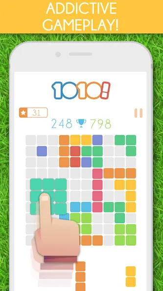 Скачать 1010! Block Puzzle Game (Мод: Без рекламы и бесконечные подсказки) на Андроид — скриншот 1