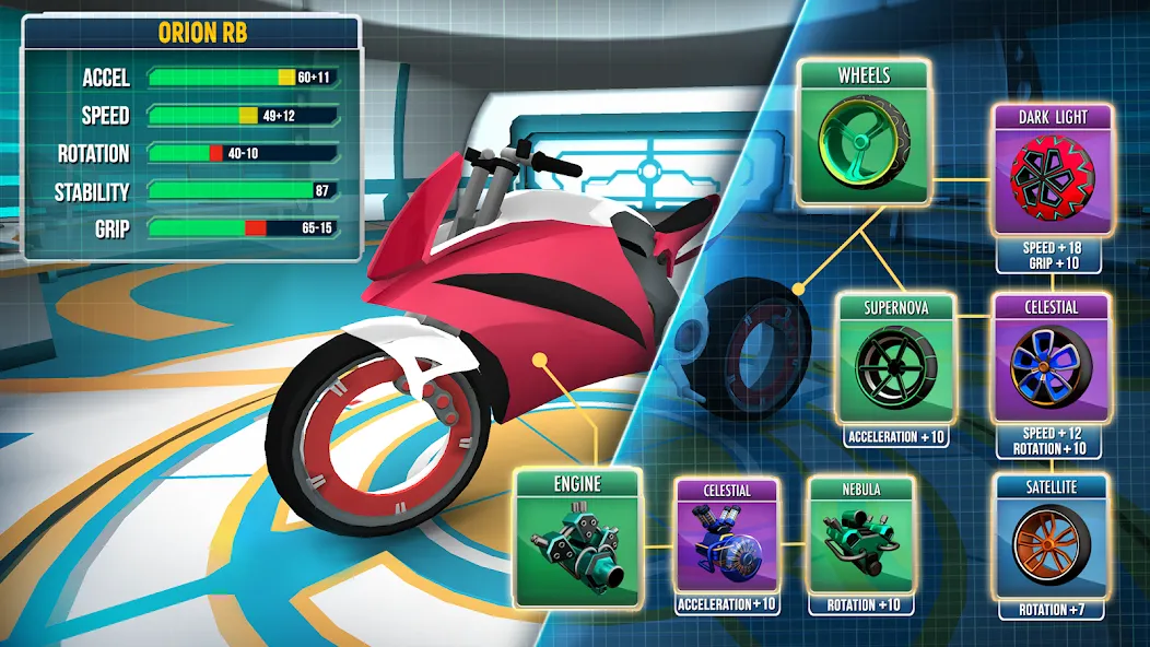 Скачать взломанную Gravity Rider: Space Bike Race — Безлимитные деньги и топливо — скриншот 3