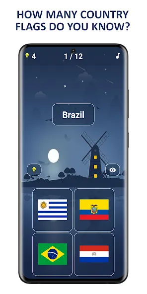Взломанная Flags of World Countries Quiz на Андроид — Все флаги и уровни открыты — скриншот 1 Взломанная Flags of World Countries Quiz на Андроид — Все флаги и уровни открыты — скриншот 1