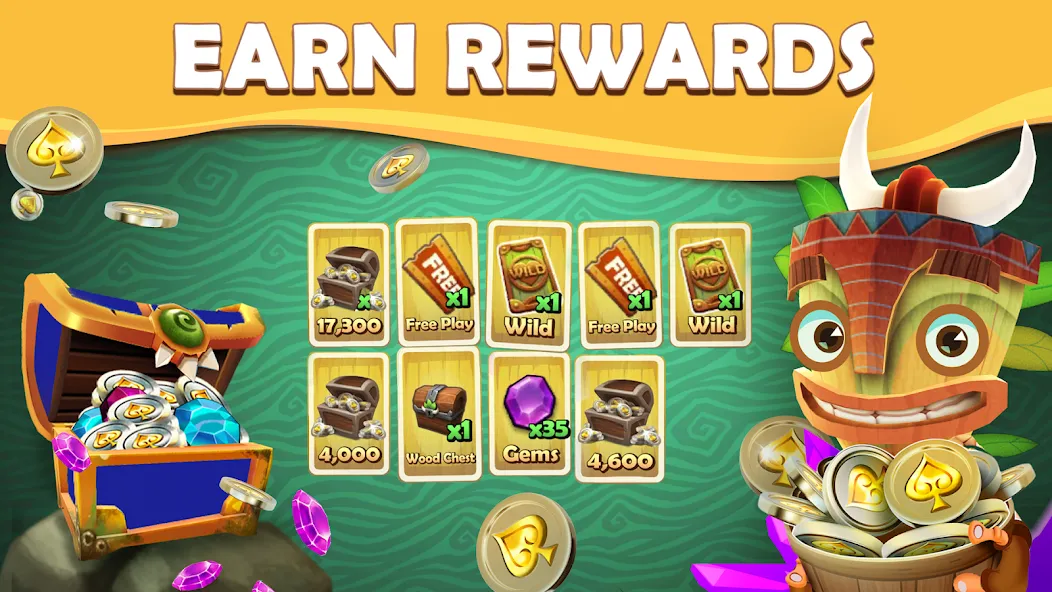 Скачать Tiki Solitaire TriPeaks с модом — Безлимитные монеты и жизни — скриншот 3