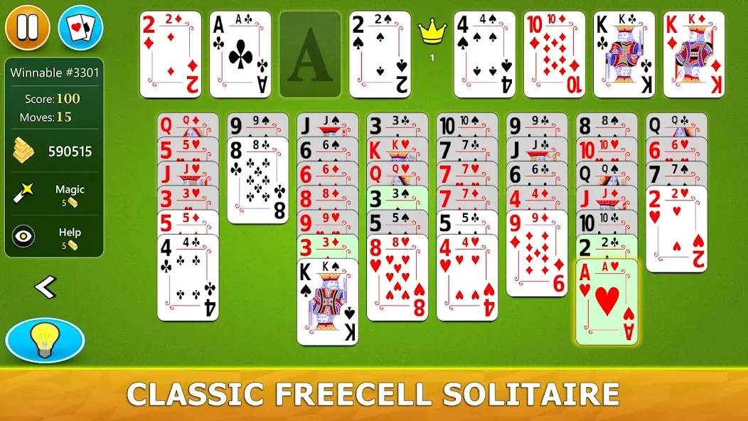 Скачать FreeCell Solitaire - Card Game — Безлимитные подсказки и отмена ходов — скриншот 1