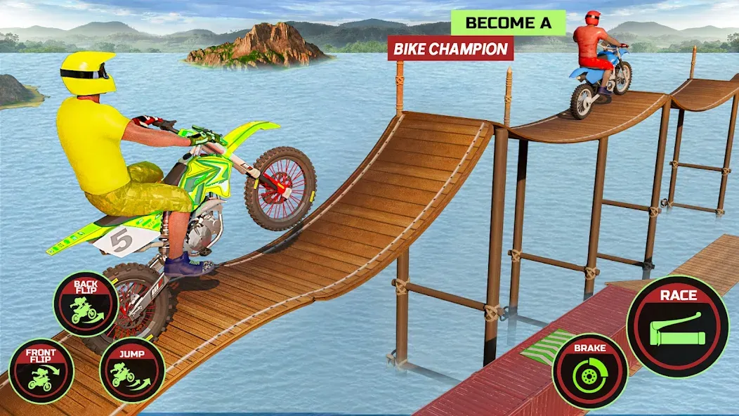 Скачать взлом Motor Bike Stunt Racing Games на Андроид — Безлимитные деньги и все байки — скриншот 1