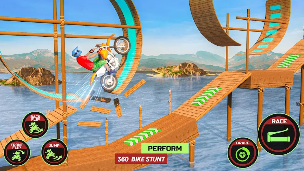 Скачать взлом Motor Bike Stunt Racing Games на Андроид — Безлимитные деньги и все байки — скриншот 2
