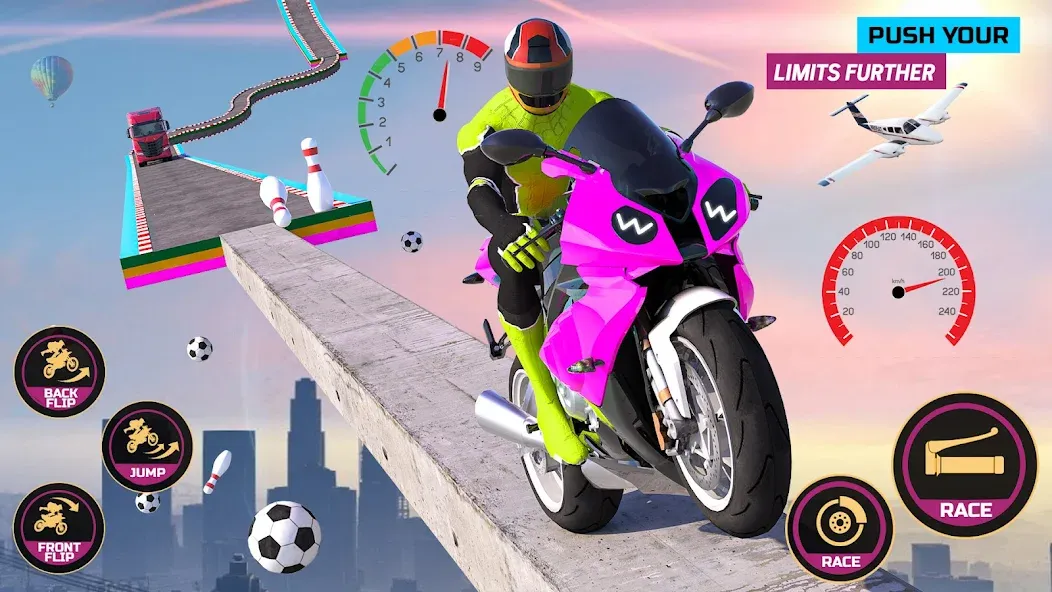 Скачать Racing Bike Stunt Games Master — Безлимитные деньги и всё открыто — скриншот 1