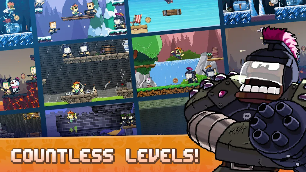 Dan the Man: Action Platformer — Мод: Безлимитные монеты и усиленное оружие — скриншот 2
