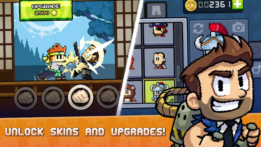 Dan the Man: Action Platformer — Мод: Безлимитные монеты и усиленное оружие — скриншот 5