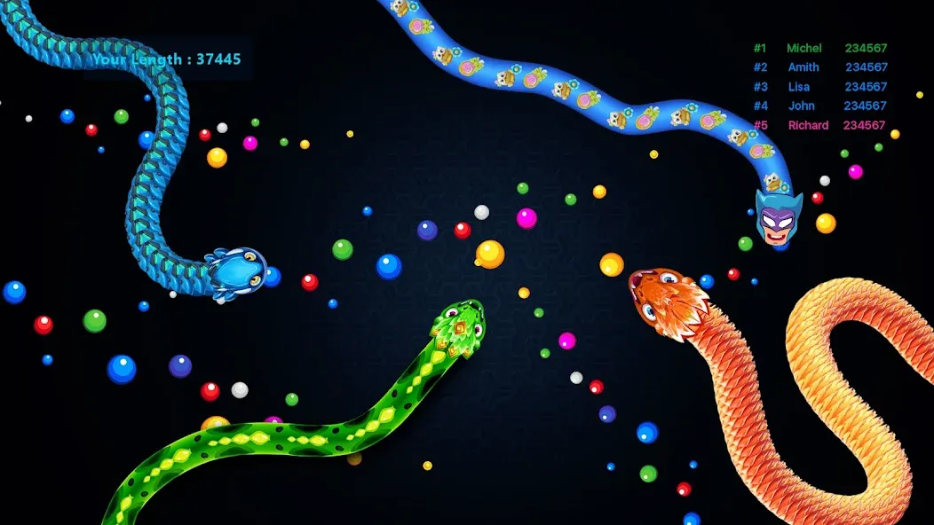 Скачать Sneak.io - Snake Game — Последняя версия (Бесконечные очки и усиления) — скриншот 4