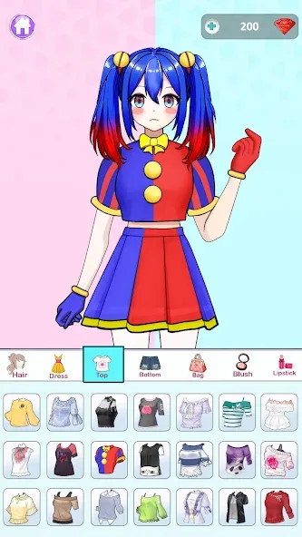 Anime Dress Up and Makeup Game — Мод: Разблокирована вся одежда и макияж — скриншот 1