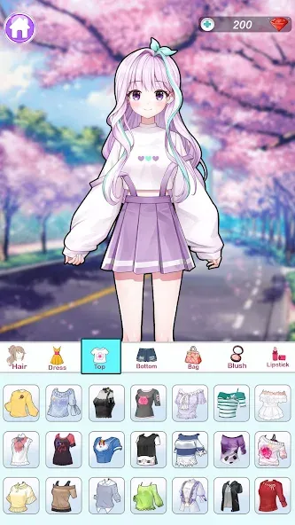 Anime Dress Up and Makeup Game — Мод: Разблокирована вся одежда и макияж — скриншот 2