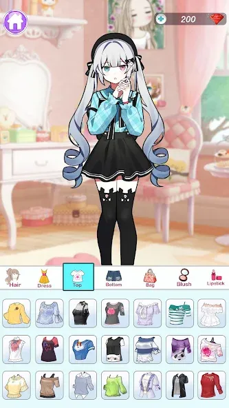 Anime Dress Up and Makeup Game — Мод: Разблокирована вся одежда и макияж — скриншот 3