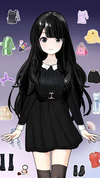 Anime Dress Up and Makeup Game — Мод: Разблокирована вся одежда и макияж — скриншот 4