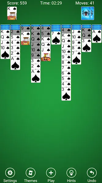 Spider Solitaire MOD APK на Android — Без рекламы и все масти открыты — скриншот 1
