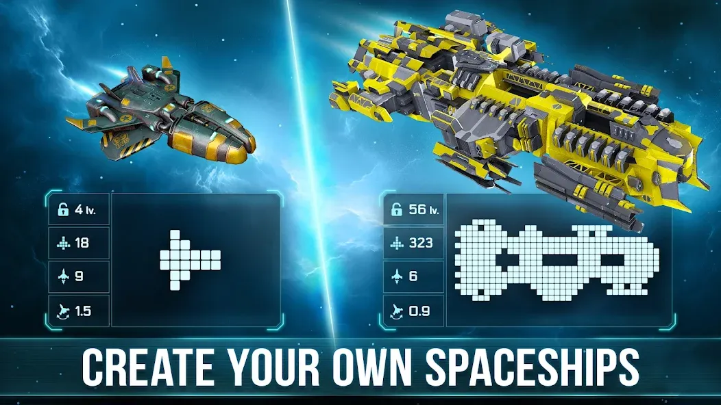 Скачать Space Arena: Construct & Fight (Мод: Много денег и ресурсов) на Андроид — скриншот 1