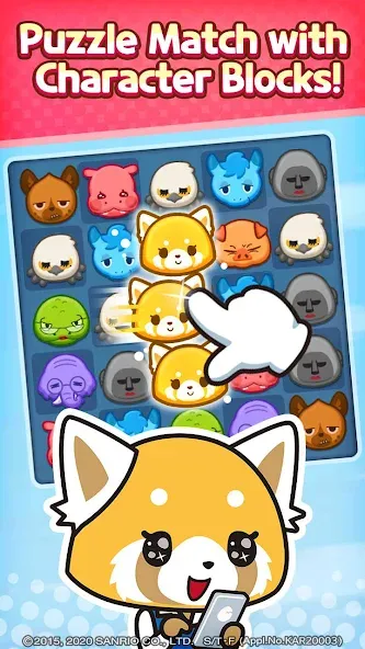 Скачать Aggretsuko : Match 3 Puzzle MOD APK — Безлимитные монеты и жизни — скриншот 1