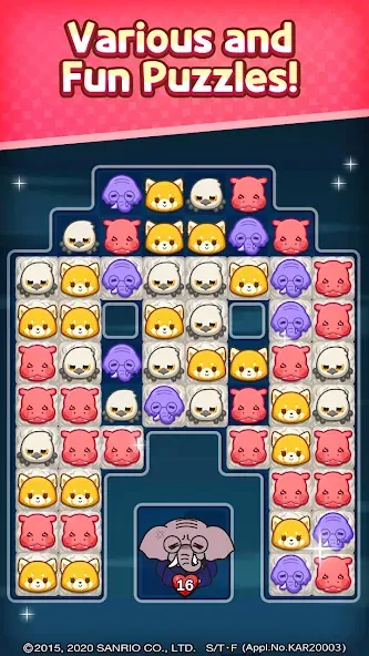 Скачать Aggretsuko : Match 3 Puzzle MOD APK — Безлимитные монеты и жизни — скриншот 4