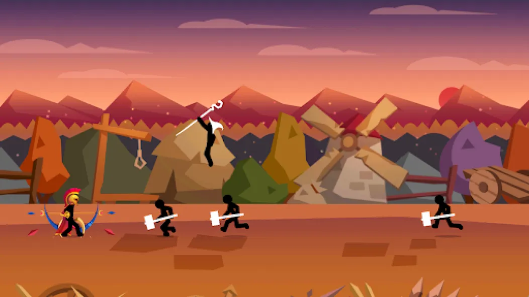 Stick Fight: Shadow Archer MOD APK на Android — Безлимитные стрелы и усиленный урон — скриншот 1