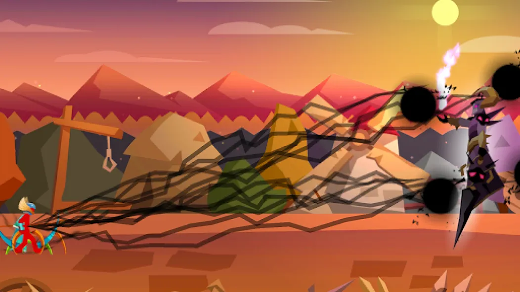Stick Fight: Shadow Archer MOD APK на Android — Безлимитные стрелы и усиленный урон — скриншот 3