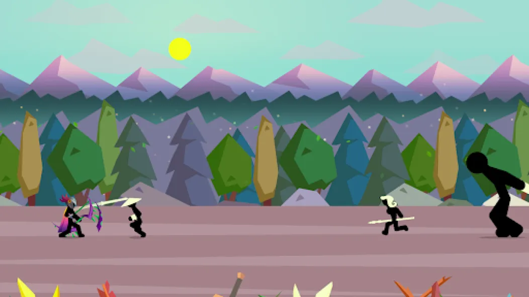 Stick Fight: Shadow Archer MOD APK на Android — Безлимитные стрелы и усиленный урон — скриншот 4