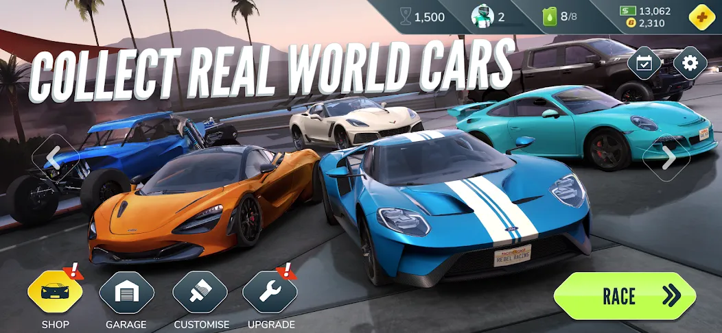 Скачать Rebel Racing на телефон — Безлимитные деньги и топливо — скриншот 3