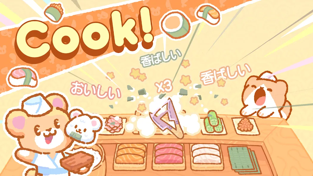 Скачать Kuma Sushi Bar (Мод: Много денег и все рецепты открыты) на Андроид — скриншот 2