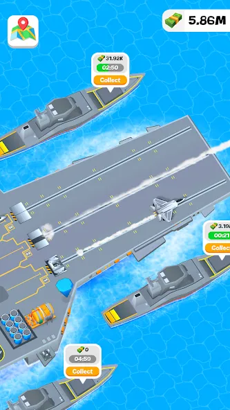 Скачать Idle Aircraft Carrier (Мод: Безлимитные деньги и топливо) на Андроид — скриншот 3