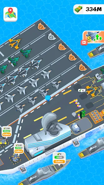 Скачать Idle Aircraft Carrier (Мод: Безлимитные деньги и топливо) на Андроид — скриншот 5