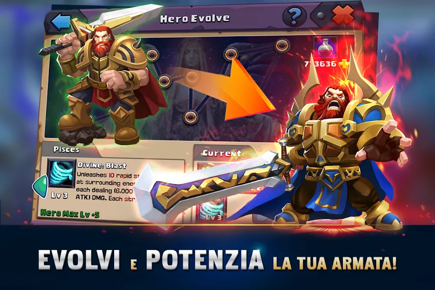 Clash of Lords 2: Italiano MOD APK — Безлимитные ресурсы и усиленные герои — скриншот 3