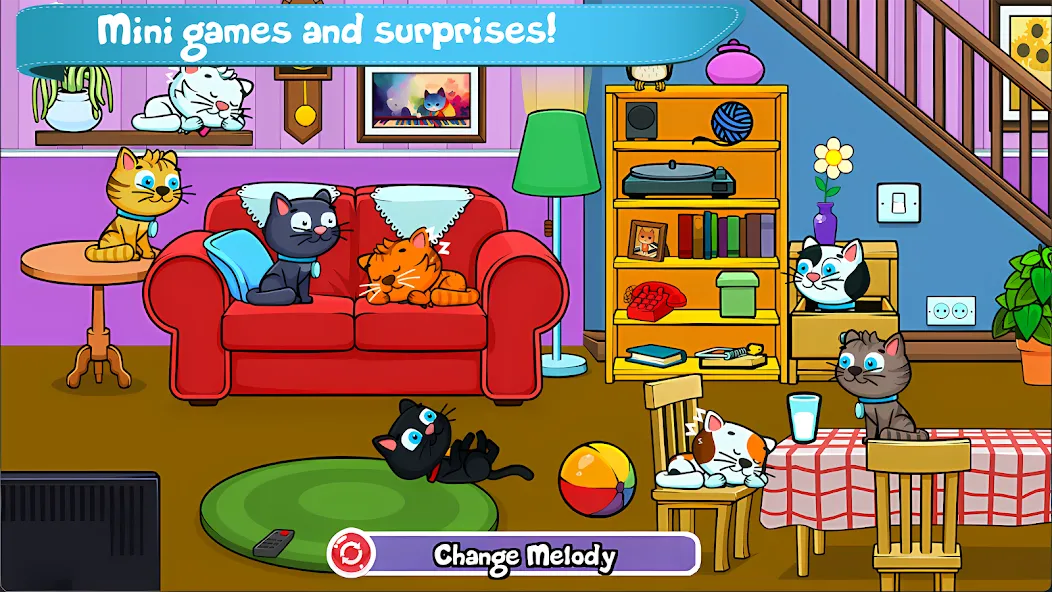 Взломанная Cat Piano Meow - Sounds & Game на Андроид — Разблокированы все звуки и уровни — скриншот 2