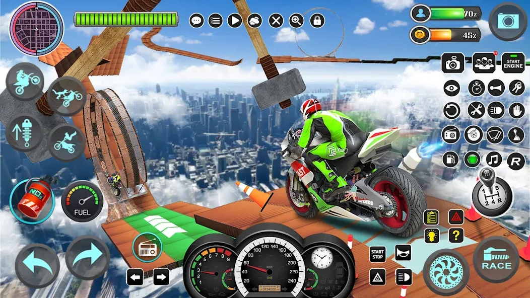 Скачать Mega Ramp Bike Stunts Games 3D — Последняя версия (Безлимитные деньги и все байки открыты) — скриншот 2