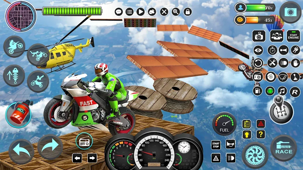 Скачать Mega Ramp Bike Stunts Games 3D — Последняя версия (Безлимитные деньги и все байки открыты) — скриншот 3