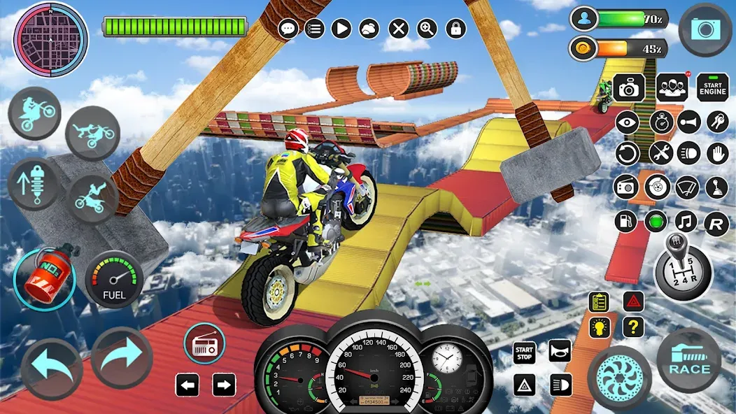 Скачать Mega Ramp Bike Stunts Games 3D — Последняя версия (Безлимитные деньги и все байки открыты) — скриншот 4