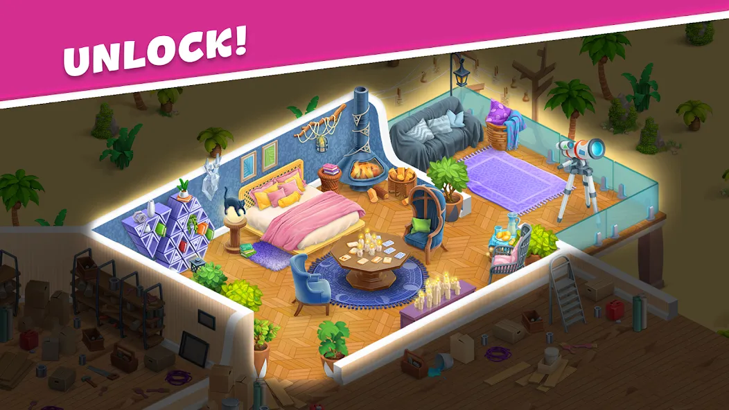 Open House: Match 3 puzzles (Мод Безлимитные монеты и ходы) — скриншот 4