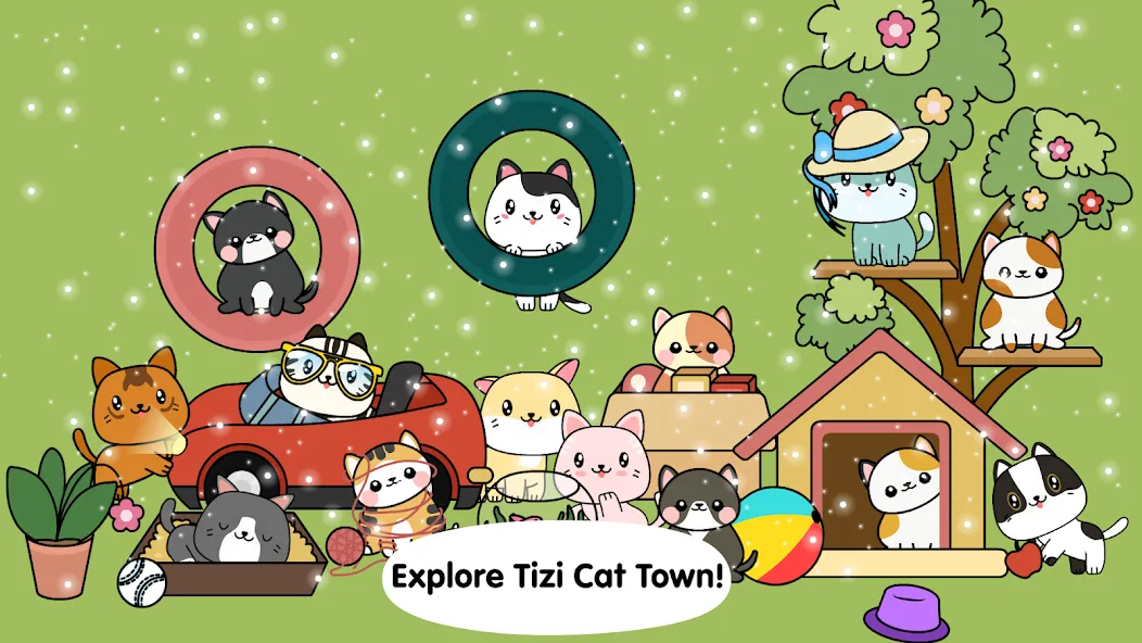 Скачать My Cat Town - Tizi Pet Games — Модификация Безлимитные монеты и все питомцы открыты — скриншот 1