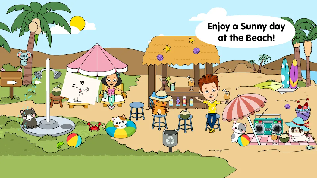 Скачать My Cat Town - Tizi Pet Games — Модификация Безлимитные монеты и все питомцы открыты — скриншот 3