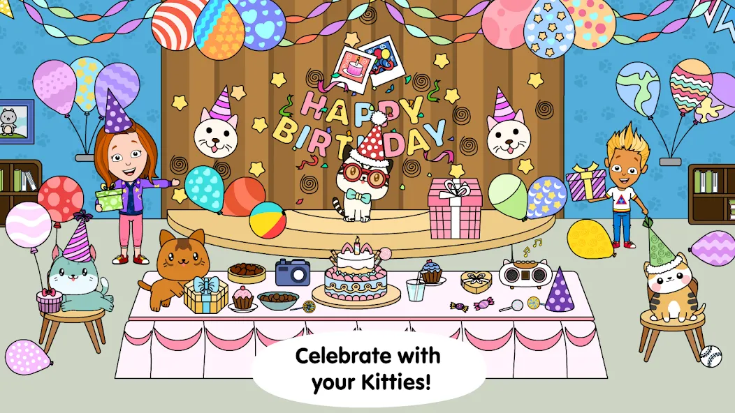 Скачать My Cat Town - Tizi Pet Games — Модификация Безлимитные монеты и все питомцы открыты — скриншот 4