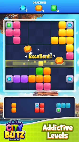 Взломанная City Blitz-Block Puzzle Blast на Андроид — Безлимитные монеты и все уровни — скриншот 1