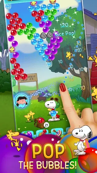 Bubble Shooter - Snoopy POP! Mod APK Безлимитные жизни и монеты — Скачать на Андроид — скриншот 1