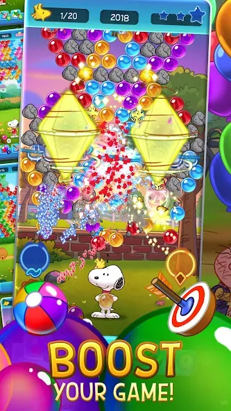 Bubble Shooter - Snoopy POP! Mod APK Безлимитные жизни и монеты — Скачать на Андроид — скриншот 4