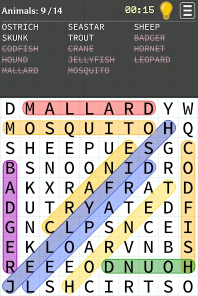 Word Search на Андроид — Подсказки и все уровни открыты — скриншот 1 Word Search на Андроид — Подсказки и все уровни открыты — скриншот 1