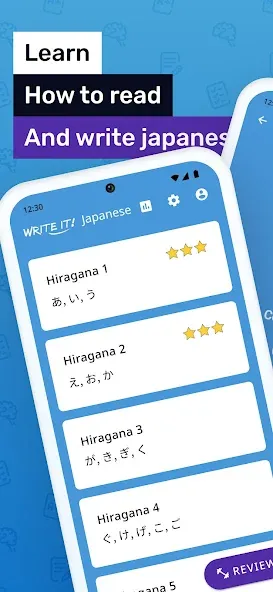 Write It! Japanese MOD APK — Разблокированы все уроки иероглифов — скриншот 1