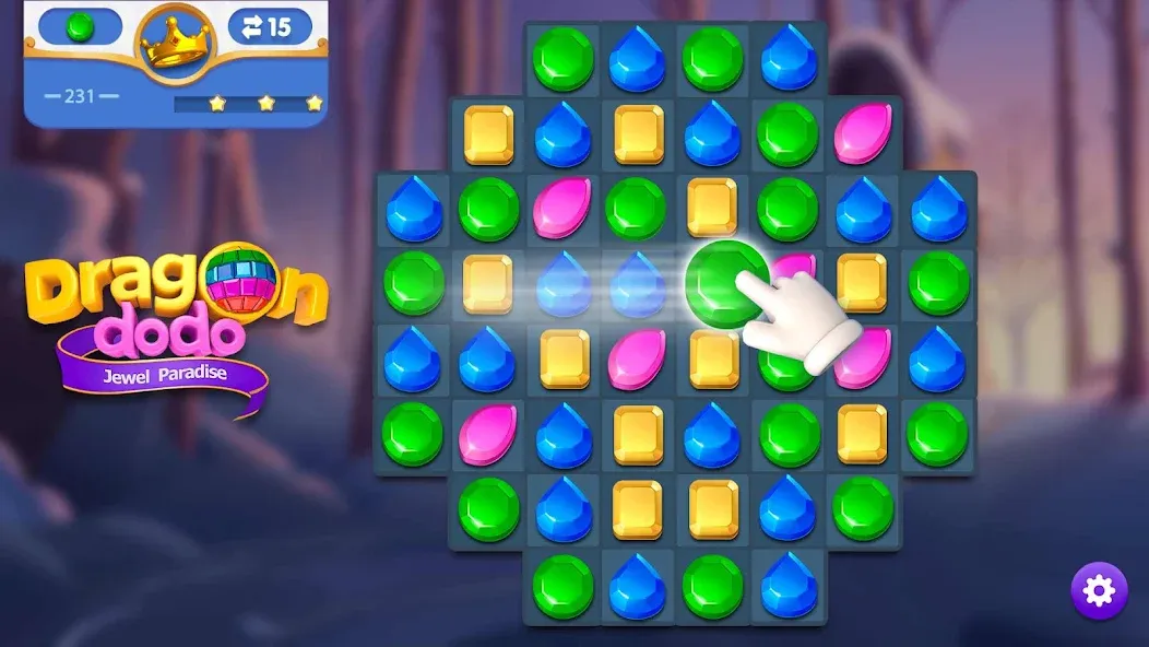 Взломанная Dragondodo - Jewel Blast на Андроид — Безлимитные жизни и подсказки — скриншот 5