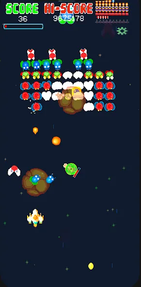 Взлом Galaxiga Retro Arcade Action — Безлимитные деньги и усиленное оружие — скриншот 2