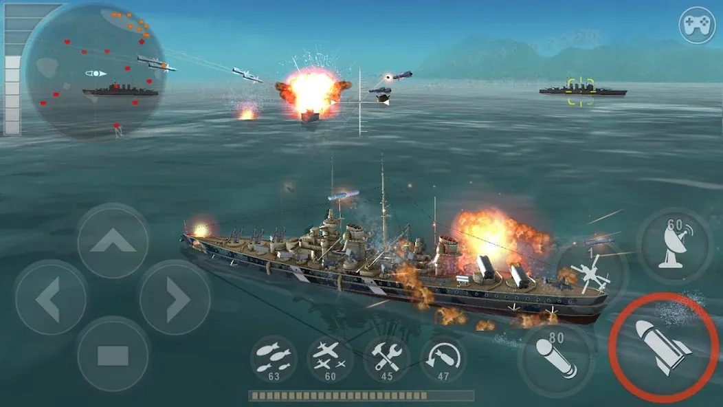 WARSHIP BATTLE:3D World War II (Мод Безлимитные деньги и боеприпасы) — скриншот 1