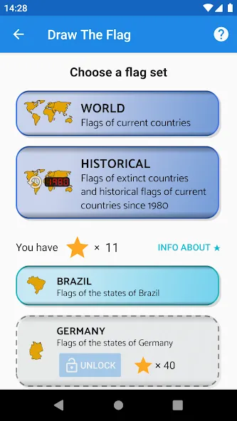 Draw The Flag - Quiz & Maker (Мод Все флаги разблокированы и без рекламы) — скриншот 2 Draw The Flag - Quiz & Maker (Мод Все флаги разблокированы и без рекламы) — скриншот 2