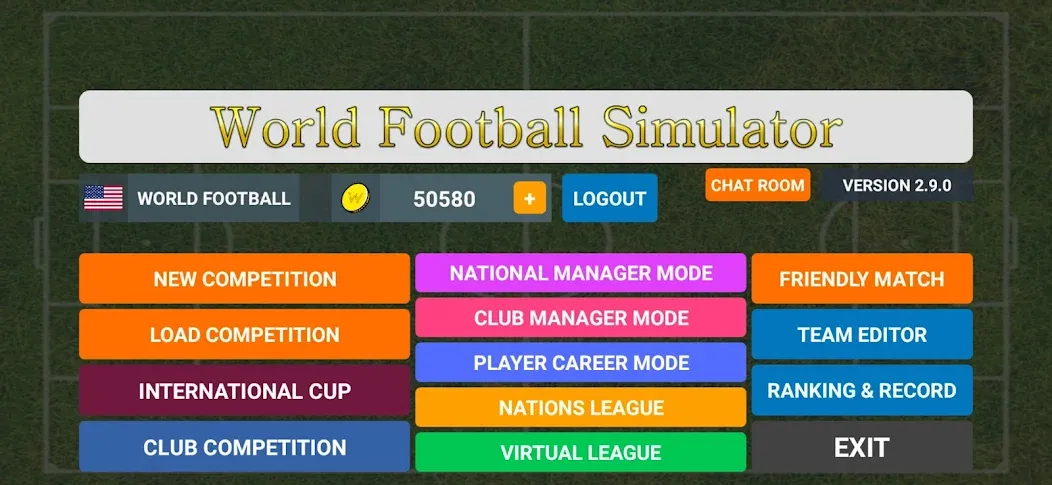 Скачать World Football Simulator (Мод: Безлимитные деньги и все команды) на Андроид — скриншот 1
