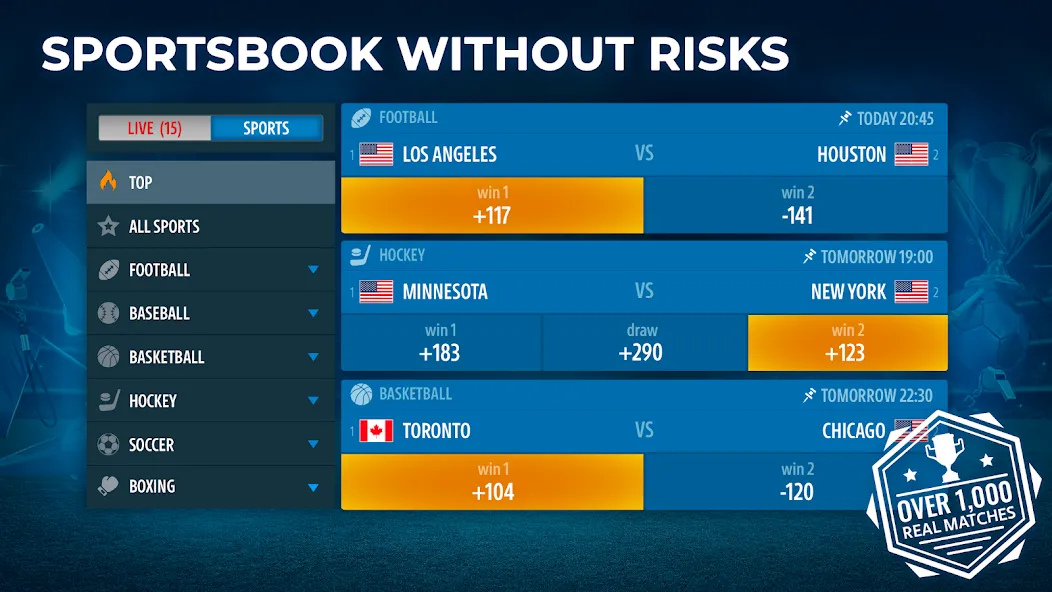 Скачать Sportsbook by Pokerist (Мод: Спортивные ставки без ограничений) на Андроид — скриншот 1