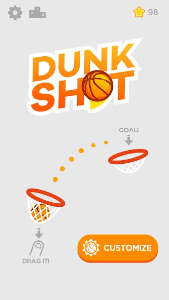 Скачать Dunk Shot — Последняя версия (Безлимитные деньги и мячи) — скриншот 1