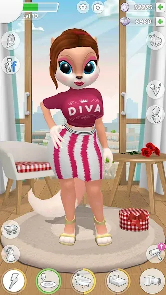 Talking Cat Kimmy Superstar MOD — Безлимитные монеты и все наряды на Андроид — скриншот 1