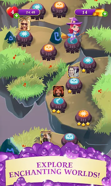 Скачать Bubble Witch 3 Saga — Последняя версия (Безлимитные жизни и усилители) — скриншот 4